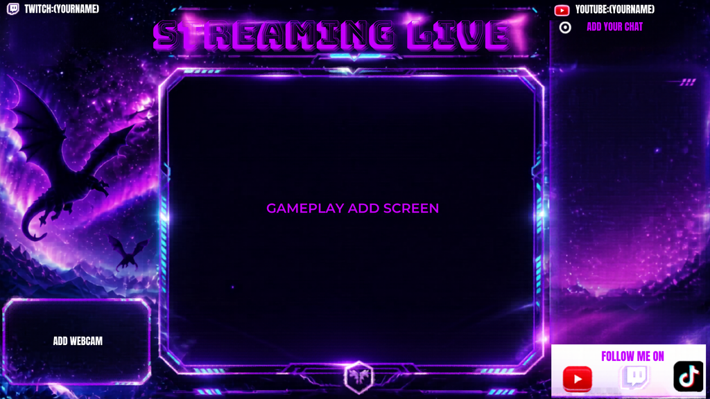 Purple Dragon Stream Overlay Pack | Twitch, Kick & YouTube